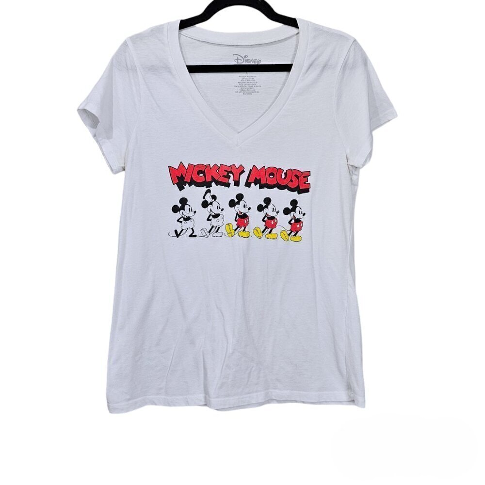 💥Disney Mickey Mouse EVOLUTION V Neck Short Sleeve White T-shirt